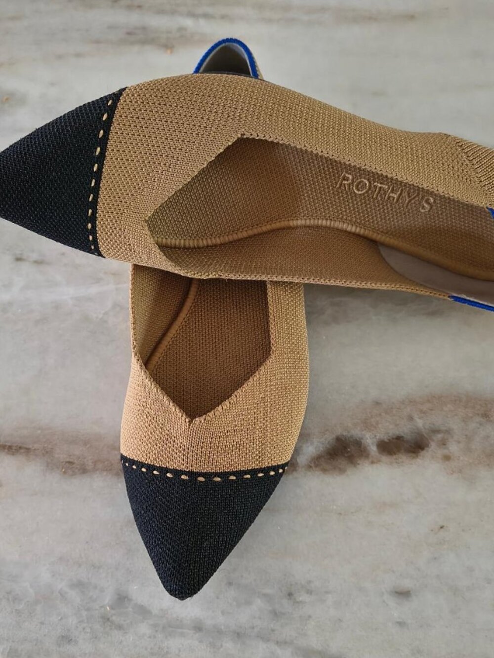 Rothy's 7.5 tan and black point only worn a few times